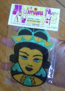 Vintage Applique ~ Japanese Geisha Doll Face ~ Asian Culture Sew On Patch