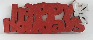 Red White Happy Holidays Foam Glitter Sign A3 - Picture 1 of 5