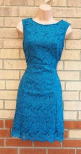 RED CHILLI TEAL GREEN FLORAL CROCHET LACE SLEEVELESS BODYCON PARTY MINI DRESS S - Picture 1 of 7