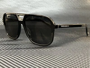DOLCE & GABBANA DG4354 501 87 Black Rectangle Square Men's 58 mm Sunglasses - Picture 1 of 4