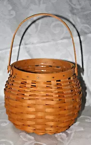 VINTAGE 2001 Longaberger PUMPKIN runder KORB mit Schaukelgriff 7" hoch mit SCHUTZ - Bild 1 von 11