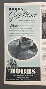 1946 VINTAGE PRINT AD - DOBBS QUALITY HATS AD - DOBBS "GAY PRINCE" HAT IS JAUNTY - Picture 1 of 1