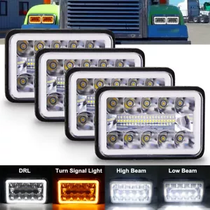 For Peterbilt Kenworth Freightliner DOT Approved 4x6''LED Headlights Beam DRL - Picture 1 of 10