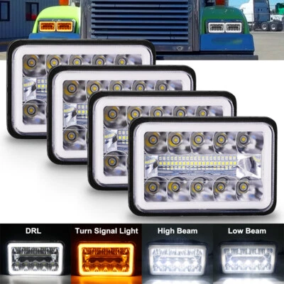 For Peterbilt Kenworth Freightliner DOT Approved 4x6''LED Headlights Beam DRL - Image 1 of 4