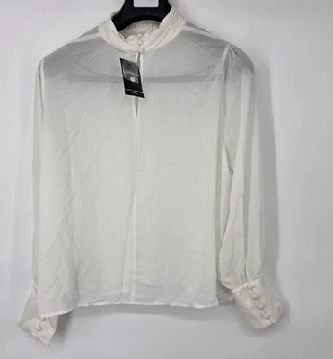 NUEVA Blusa Transparente Forever 21 Para Mujer Talla OX Crema Manga Larga Puños Plus Nueva con Etiquetas Foto 1 de 4