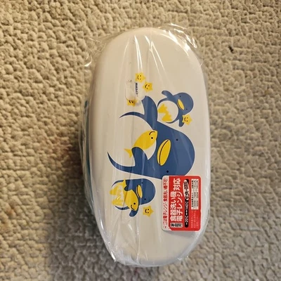 Kotobuki Japanese 2-Tiered Bento Box,  Blue  and white with Mancho Penguin - Image 1 of 4