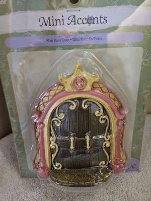Fairy Tale Door, Pink and Yellow Fairy Princess Door, Fairy Garden Castle Door - Image 1 of 4