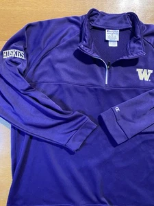 Washington Huskies 1/4 Zip Pullover Sweatshirt Mens 2XL Purple Logo Champion UW - Picture 1 of 10