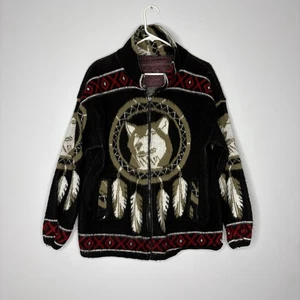 Vintage Native American Jacket Mens XL Fleece Native Pride Dream Catcher 90s - Picture 1 of 4