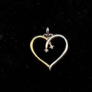 .925 Sterling Silver and Natural Real Diamonds Heart Pendant Engraved Love Alway - Picture 1 of 3