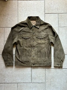 Vintage Gap Blue Jeans Cow Split Leather Jacket Men’s L Brown Suede Trucker Y2K - Picture 1 of 15