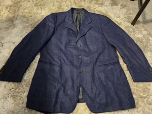 René Lezard Herren Blazer 100% Wolle blau kariert Fensterscheibenjacke Gr. 52 - Bild 1 von 12