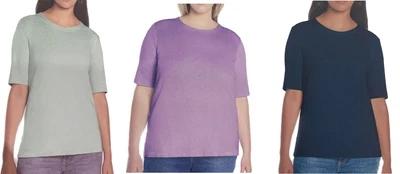 Top manga codo algodón Pima cuello redondo Orvis para mujer Foto 1 de 4