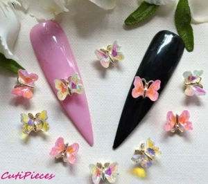 "Aleación 3D Arte en Uñas ""Mariposa Cristal Rosa AB"" Joya Aleteo Alas Estrás Gema - Imagen 1 de 11