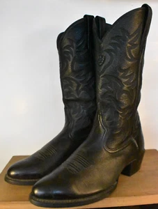 Ariat Men's 34770 Heritage Black Leather Deertan Work Cowboy Boots Size 9.5D - Picture 1 of 24