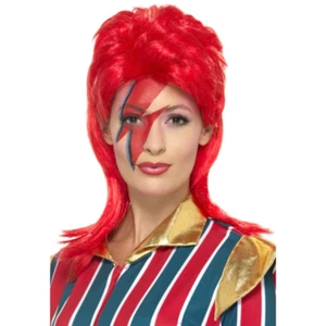 Parrucca Ziggy Stardust David Bowie rossa mullet pop star adulti celebrità abito elegante - Foto 1 di 1