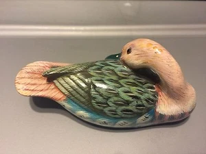 Ceramic Wooden Look, Duck Figurine Beautiful Colors 5” - Picture 1 of 12