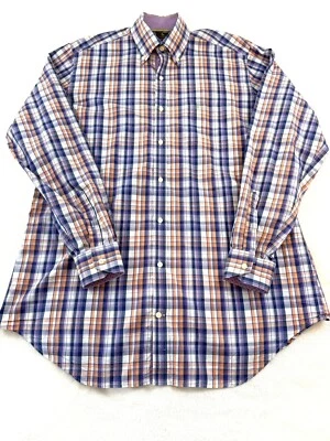 Camisa Tailorbyrd XLT Roxa Xadrez Ponto Marinho Botão de Contraste 100% Algodão Excelente Estado Usado - Imagem 1 de 4