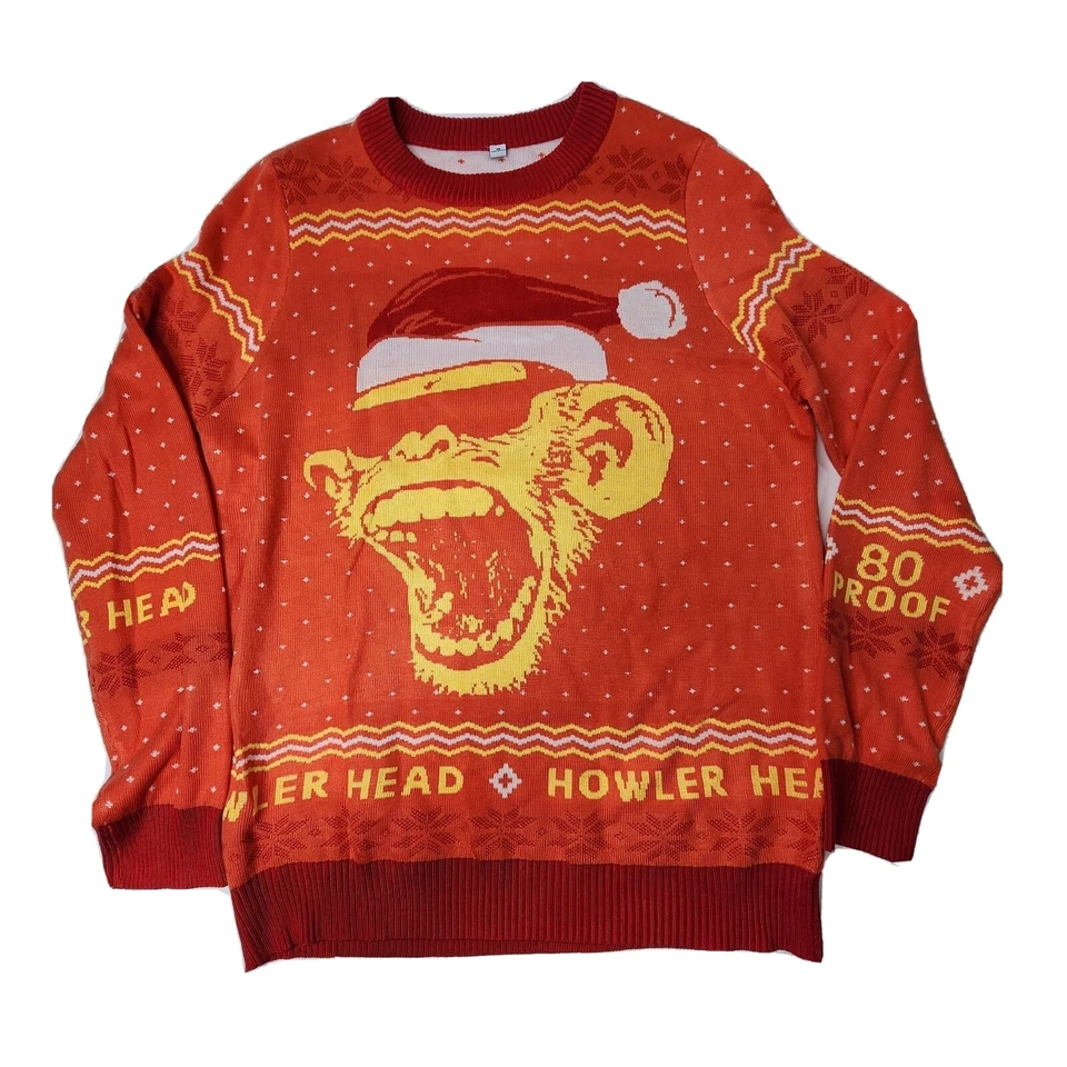 Raro Suéter Howler Head Monkey Spirit Bourbon Whisky Tejido Feo X-Mas Talla M Foto 1 de 4