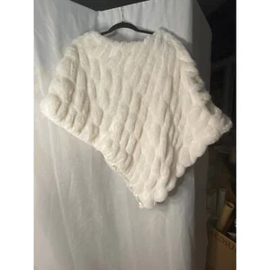 La Fiorentina Faux Ivory Mink Asymmetrical Formal Capelet Poncho One Size NWT - Picture 1 of 12
