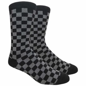 Men's Grey Black Checks Mid Calf Sock Size 10-13 Business Weddings Formal - Picture 1 of 1