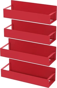 4 Pack Red Magnetic Spice Storage Rack Organizer For Refrigerator Oven - Picture 1 of 7