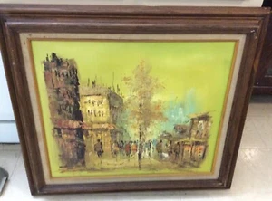 Original Oil Painting . Paris Scene, 20 X 24”. - Foto 1 di 11