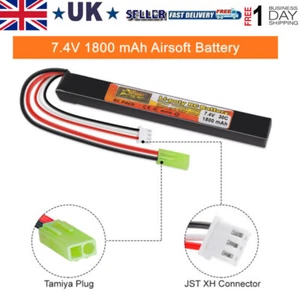 7.4V 1800mAh 30C Airsoft LiPo Battery w/ Mini Tamiya Connector for Guns Rifle UK - Picture 1 of 11