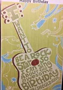BEATLES Themed BIRTHDAY Card "I Want To Be A Rock Star" HALLMARK - 11A - Foto 1 di 3