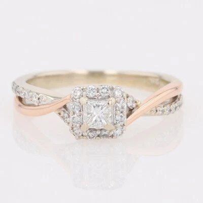 .43ctw Princess Cut Diamond Halo Engagement Ring 14k Multi-Tone Gold Size 6.5 - Image 1 of 4