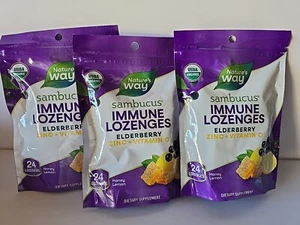 Nature's Way Sambucus Zinc Lozenges Honey Lemon 3 Packs W/ 24 Each Bag #148 - Picture 1 of 1