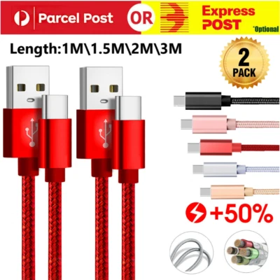 2x USB Type C Fast Charging Charger Cable For Samsung S8 S9 S10 S20 S21 S22 5G - image 1 of 4