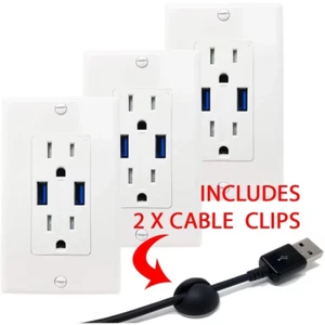 5,0 A High Speed Dual USB Ladegerät Steckdose - 15 A TR elektrische Buchse (3er-Pack) - Bild 1 von 5