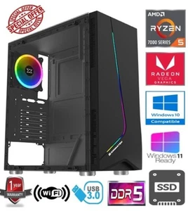 RYZEN 5 GAMING PC - AMD RYZEN 5 7600 AM5 16GB DDR5 RAM 1TB SSD RADEON GRAPHICS - Picture 1 of 14