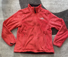 The North Face Women’s Fleece Full Zip Jacket Sz L Red Pink Coral Pockets Logo