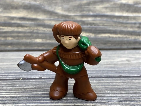 Vintage Plastic Figure Man Hunter Brown Suit Green Bag Axe Cover
