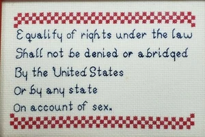 Vintage Equal Rights Cross Stitch Embroidered Sampler Finished Framed Feminism - Picture 1 of 8