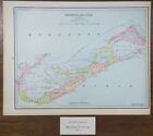 Vintage 1902 BERMUDA ISLANDS Map 14'x11' Old Antique Original HAMILTON PEMBROKE