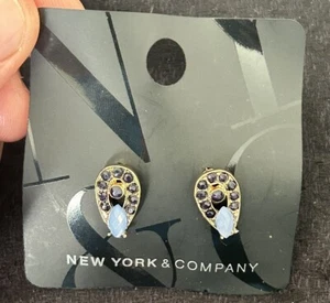 New New York & Company Black Sparkle Stone Round Stud Earrings Fashion Jewelry - Picture 1 of 2