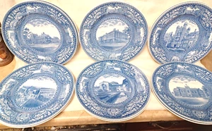 PENN STATE University of PENNSYLVANIA PLATE SET 1929 WEDGWOOD Etruia 12 PSU PHIL - Picture 1 of 24