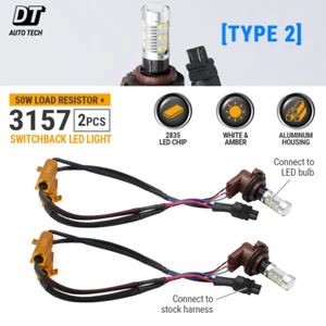Error Free 3157 High Power Amber/White Type 2 Switchback LED Turn Signal Bulbs - Picture 1 of 8