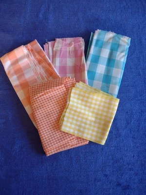 Lot Of Gingham Check Plaid Fabric Quilt Craft - Image 1 of 4