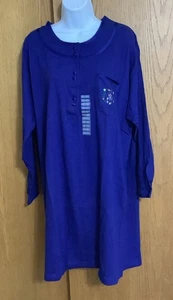 WOMEN NWT SIZE L (ONE SIZE) "KOMAR" BLUE LONG SLEEVE PULLOVER KNIT SLEEPSHIRT - Picture 1 of 6