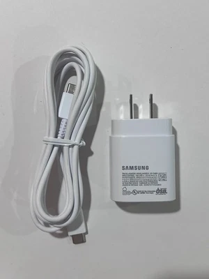 New Genuine Samsung EP-TA800 Super Fast Wall Charger White USB-C TO USB-C CABLE - Image 1 of 4