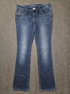 Amethyst Jeans Womens 7 Blue Bootcut Stretch Embroidered Pockets casual Preppy - Image 1 of 4