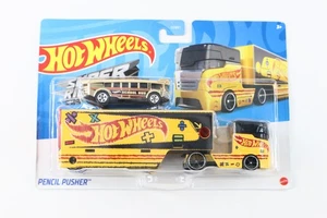 Hot Wheels Hauler Super Rigs Pencil Pusher & School Bus 2023 New Sealed - Picture 1 of 6