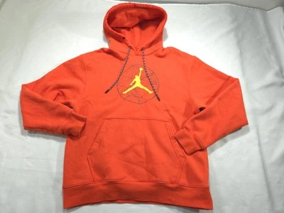 Jordan Hoodie Mens Medium Orange Jumpman Sweatshirt Fleece Pullover Sweater - Image 1 of 4