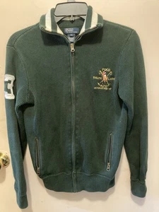 RALPH LAUREN POLO #3 Cotton ZIP UP CARDIGAN Crest Logo Size XL YOUTH - Picture 1 of 7