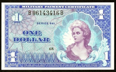 US $1 Military Payment Certificate Series 661 One Dollar Choice New Crisp - Image 1 of 2