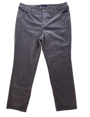 Charter Club 18W Plus Lexington Straight Women's Corduroy Pants Gray Stretch - Image 1 of 4